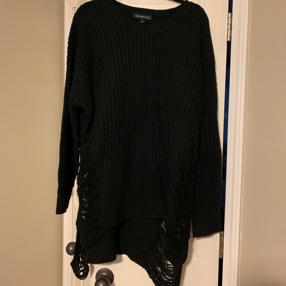 Distressed Black Sweater